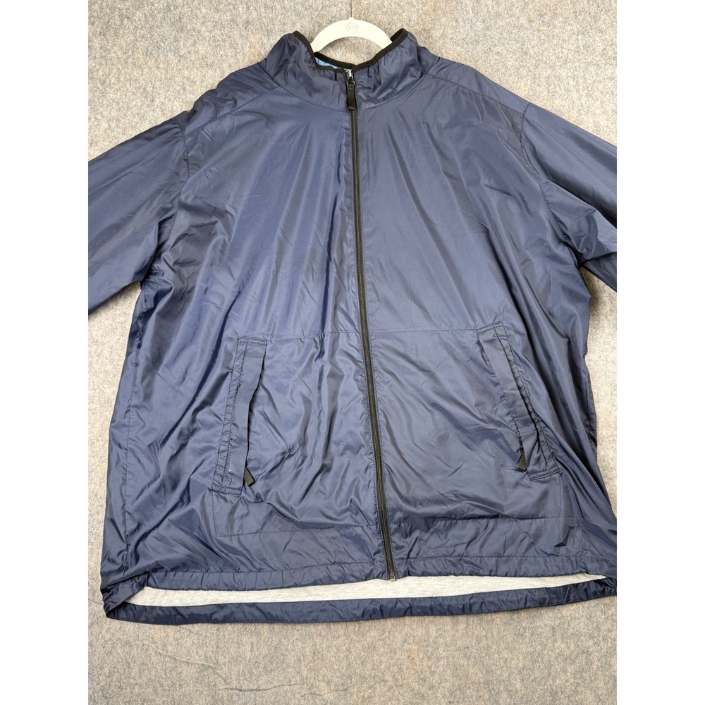 Foot Locker‎ Mens 3XL Navy Blue Striped Ripstop Full Zip Windbreaker Jacket
